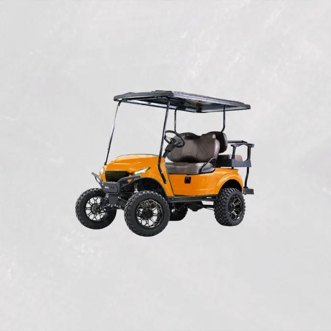 MadJax Havoc body kit installed on Yamaha Drive golf cart (2007–2016) with rugged off-road and street-style design yellow color
